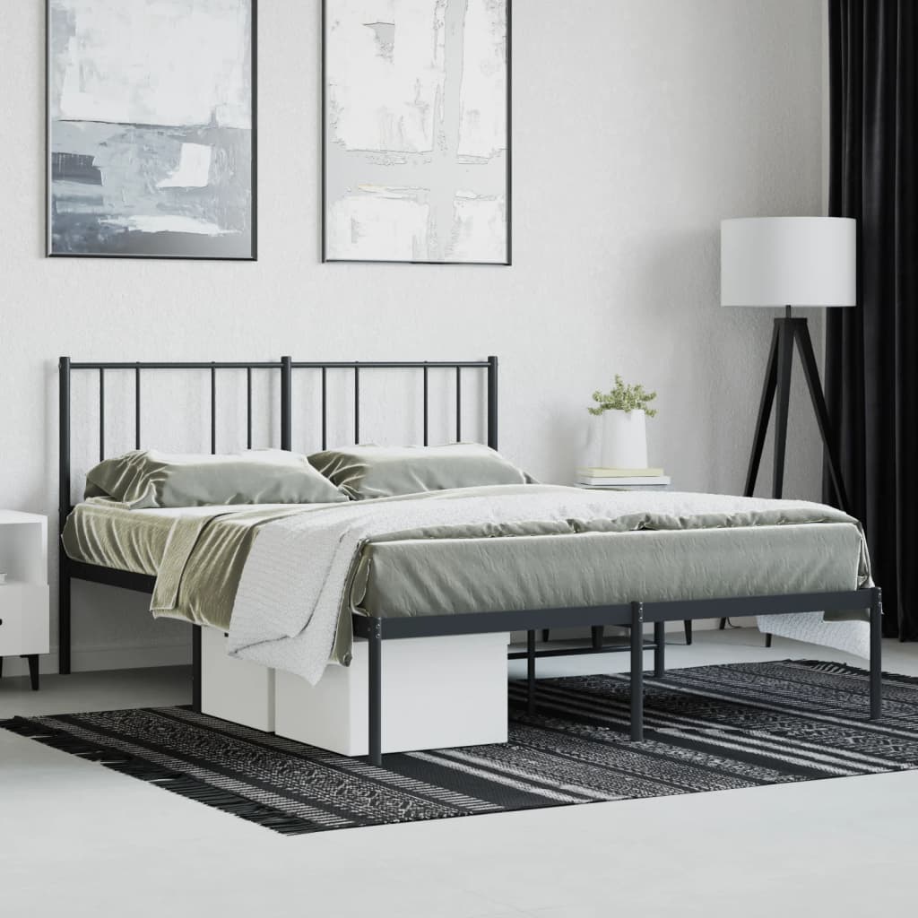 Sengeramme i metall med hodegavl svart 120x190 cm
