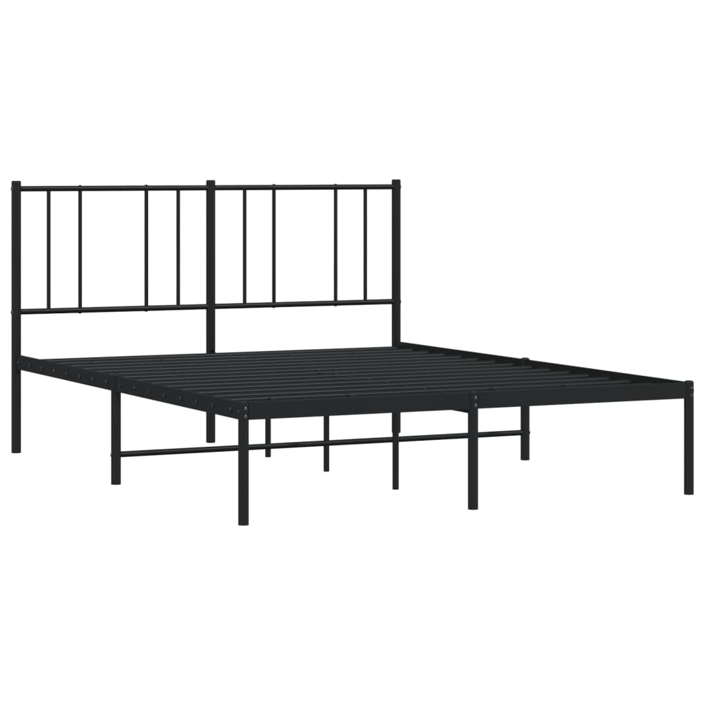 Sengeramme i metall med hodegavl svart 135x190 cm