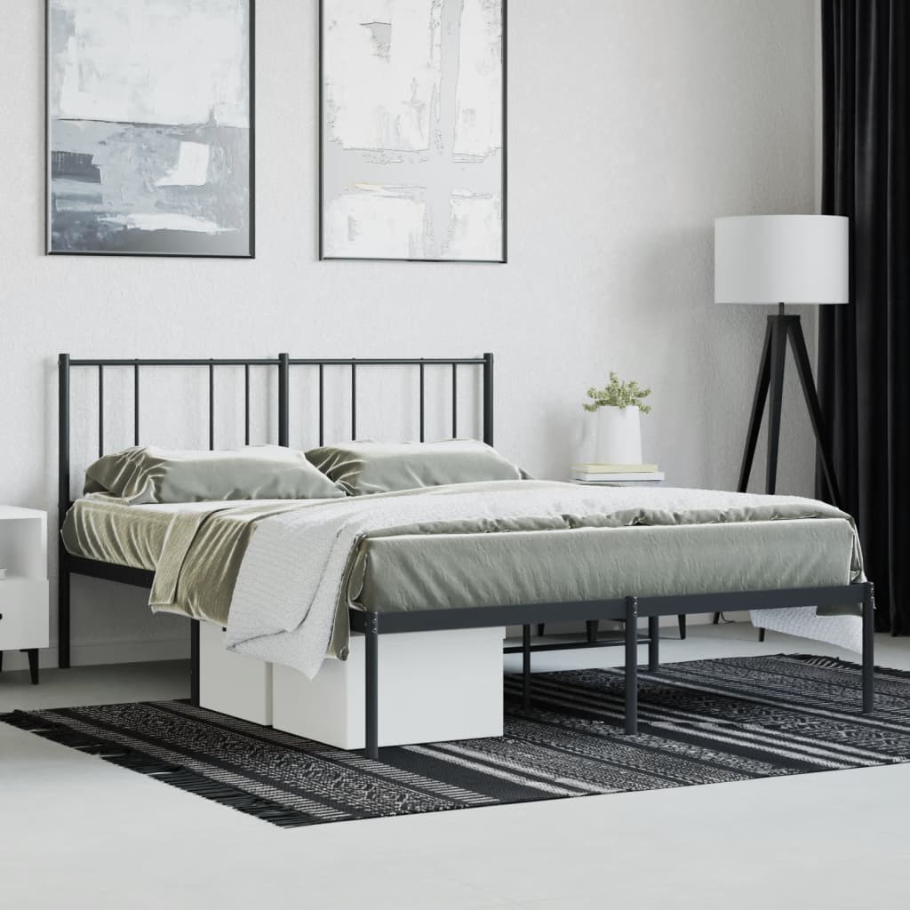 Sengeramme i metall med hodegavl svart 135x190 cm