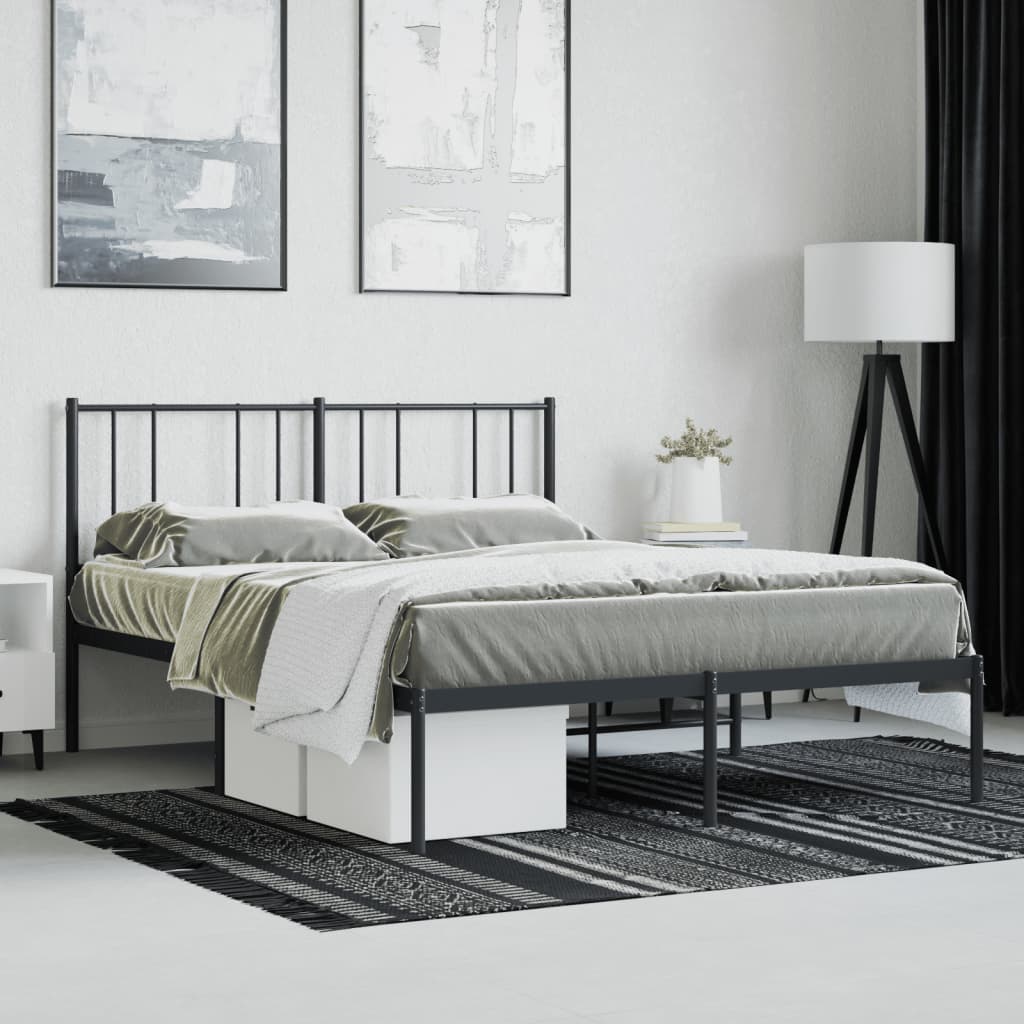 Sengeramme i metall med hodegavl svart 140x190 cm