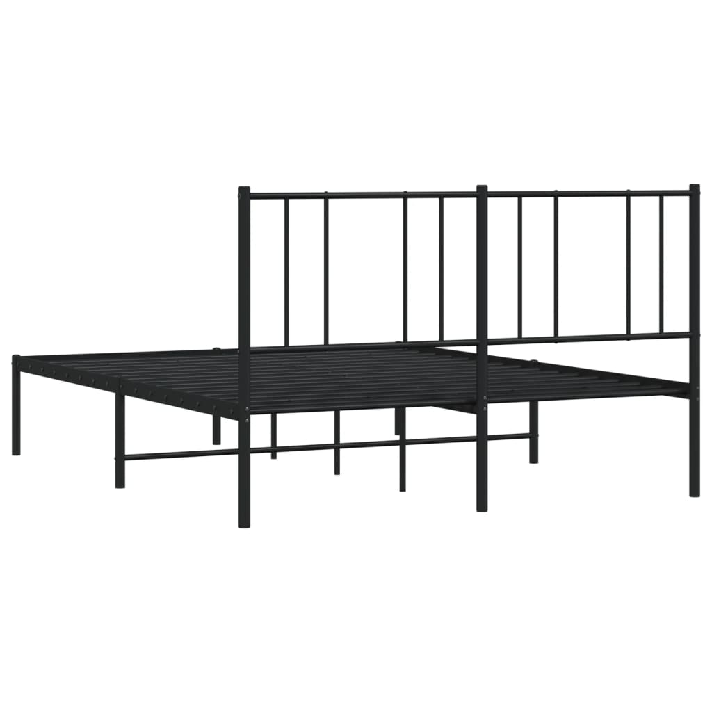 Sengeramme i metall med sengegavl svart 150x200 cm