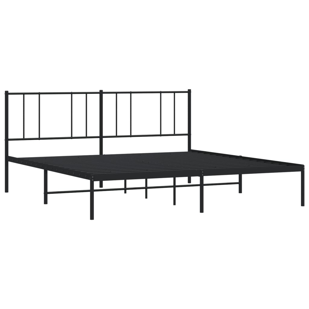 Sengeramme i metall med sengegavl svart 180x200 cm