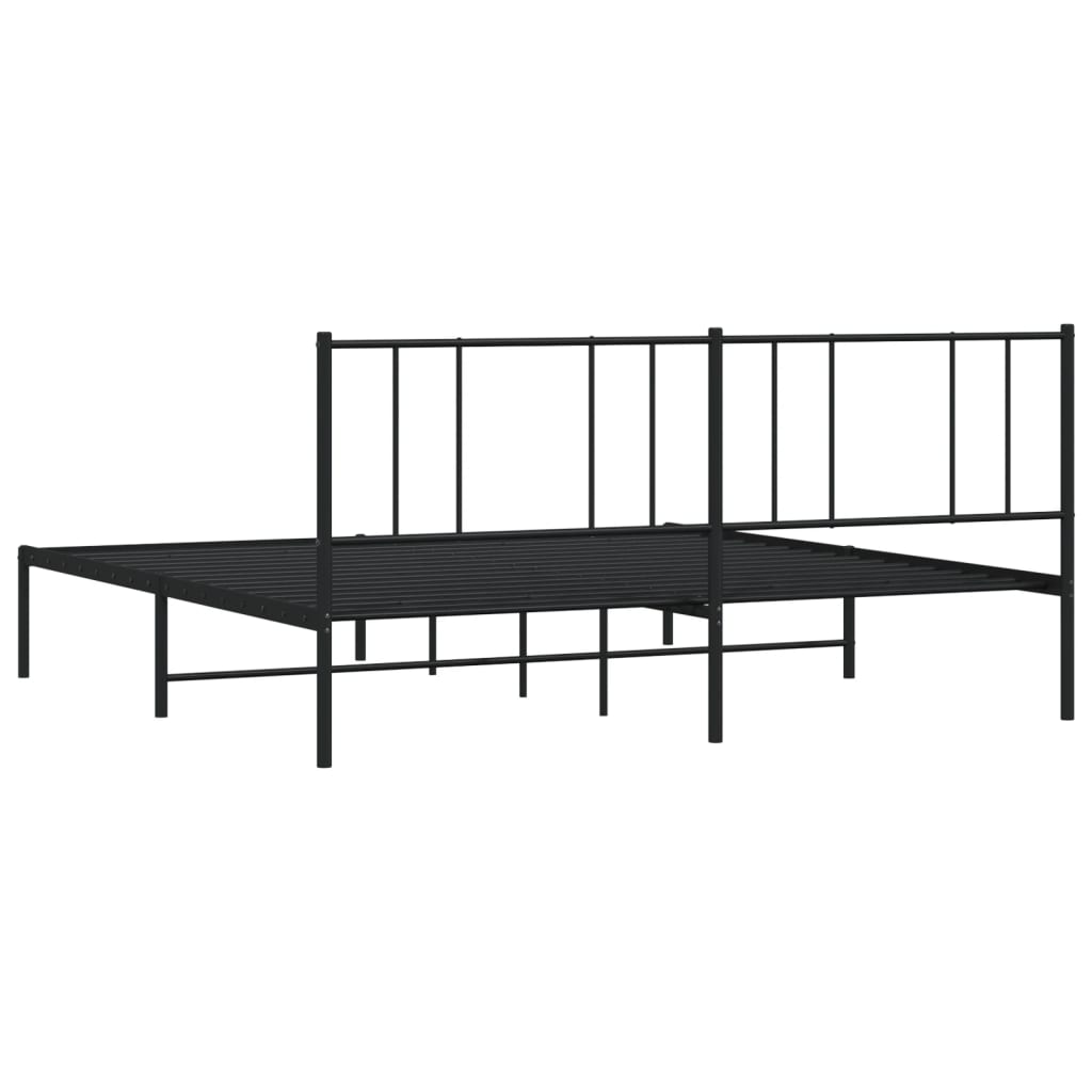 Sengeramme i metall med sengegavl svart 180x200 cm