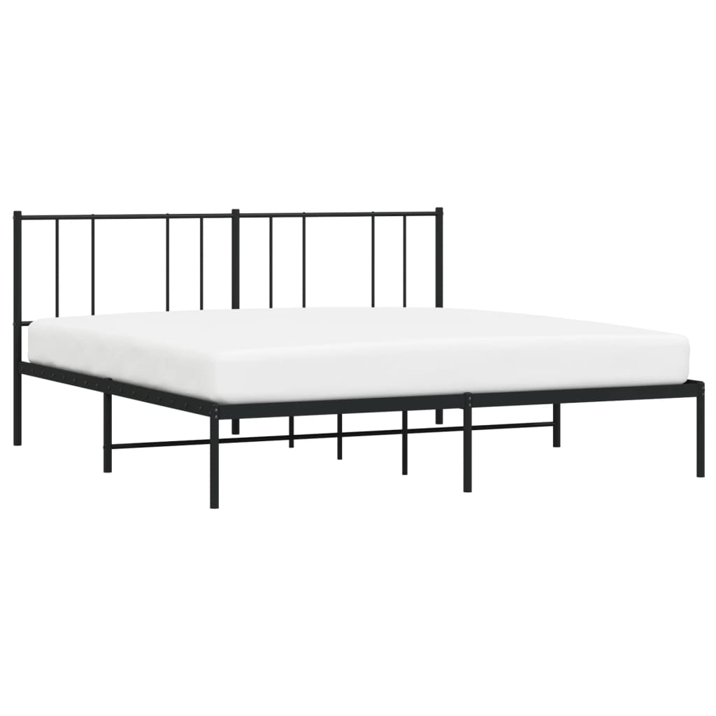 Sengeramme i metall med sengegavl svart 183x213 cm