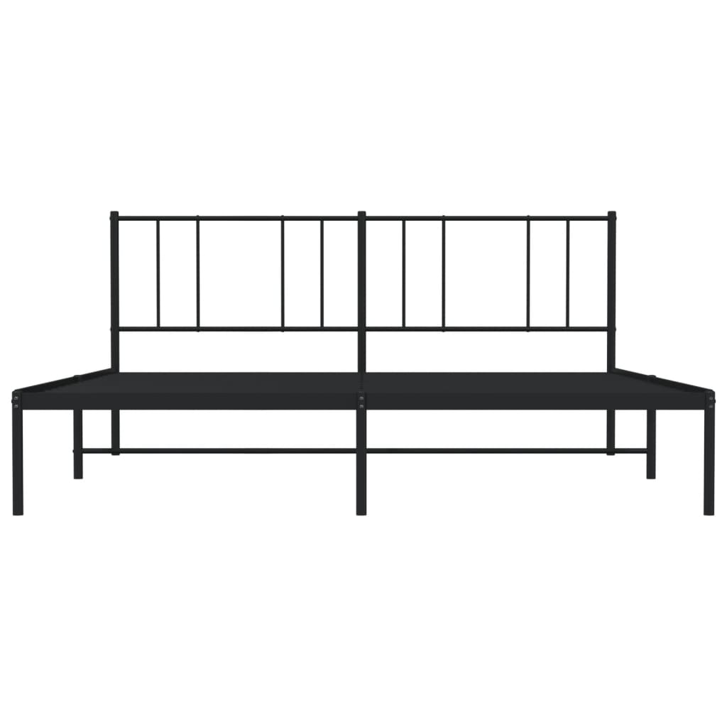 Sengeramme i metall med sengegavl svart 183x213 cm