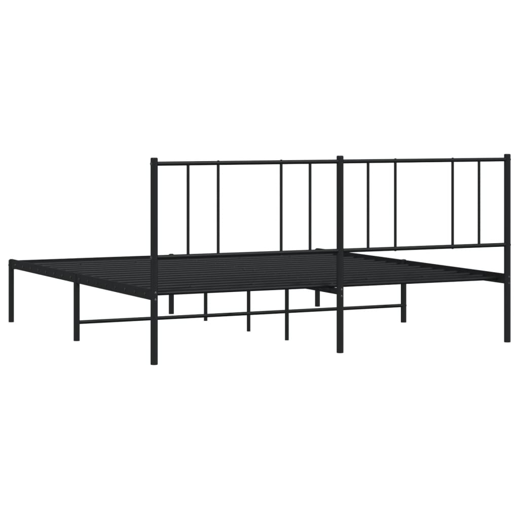 Sengeramme i metall med sengegavl svart 183x213 cm