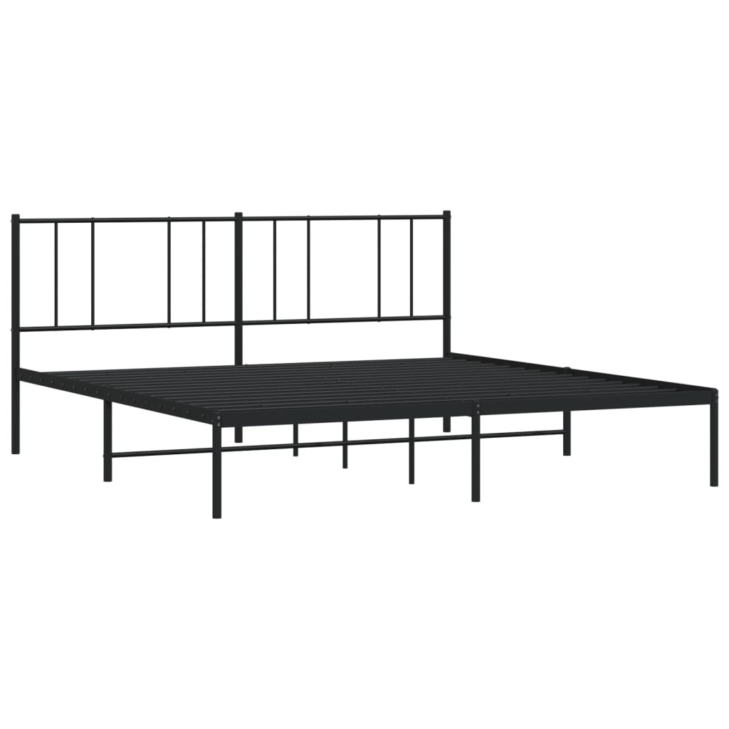 Sengeramme i metall med sengegavl svart 193x203 cm
