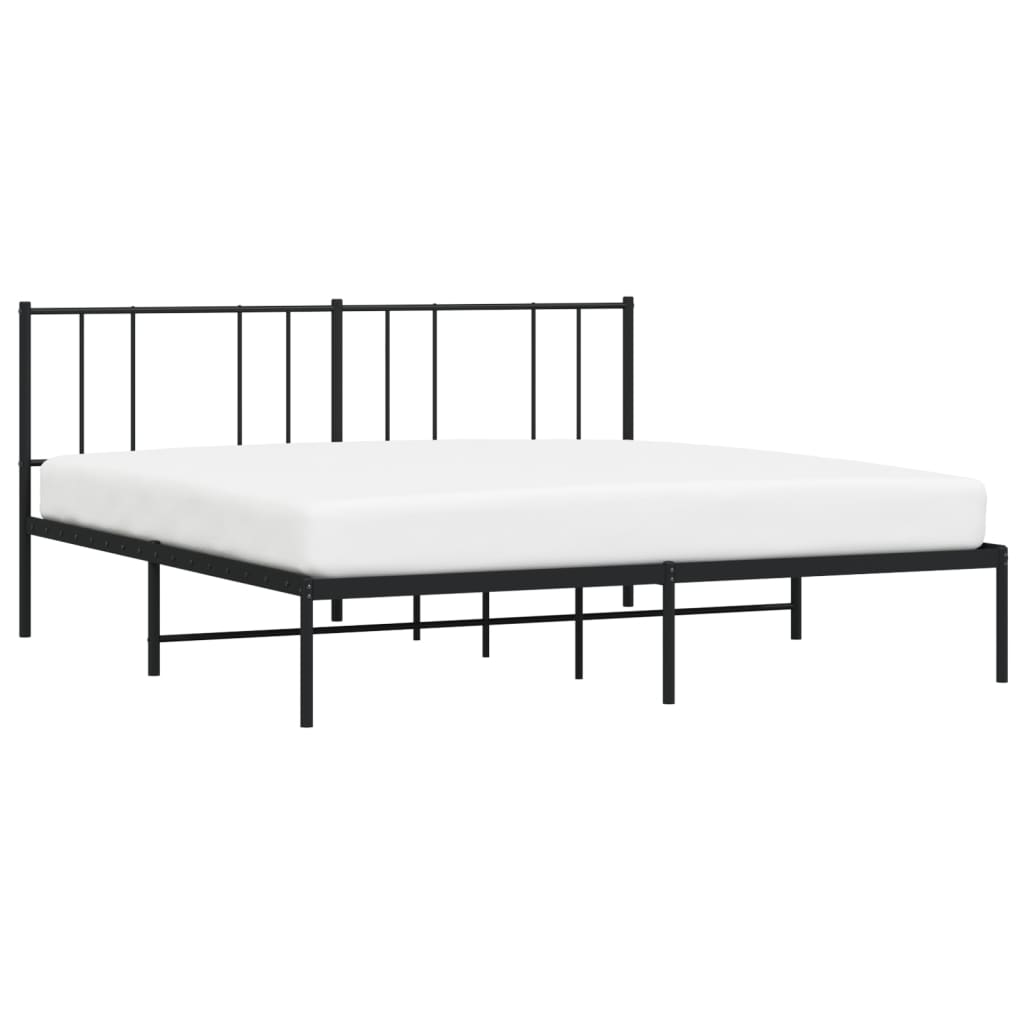 Sengeramme i metall med sengegavl svart 193x203 cm