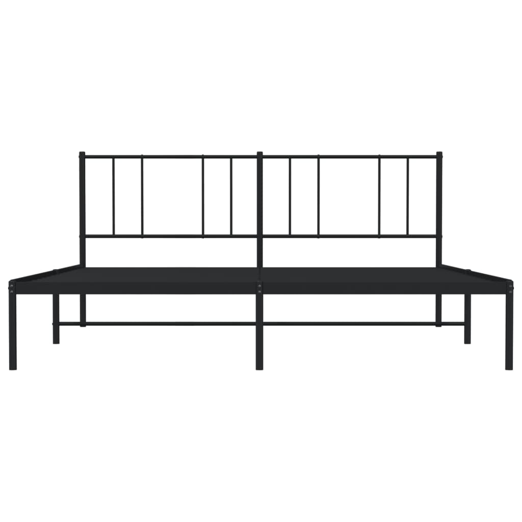 Sengeramme i metall med sengegavl svart 200x200 cm