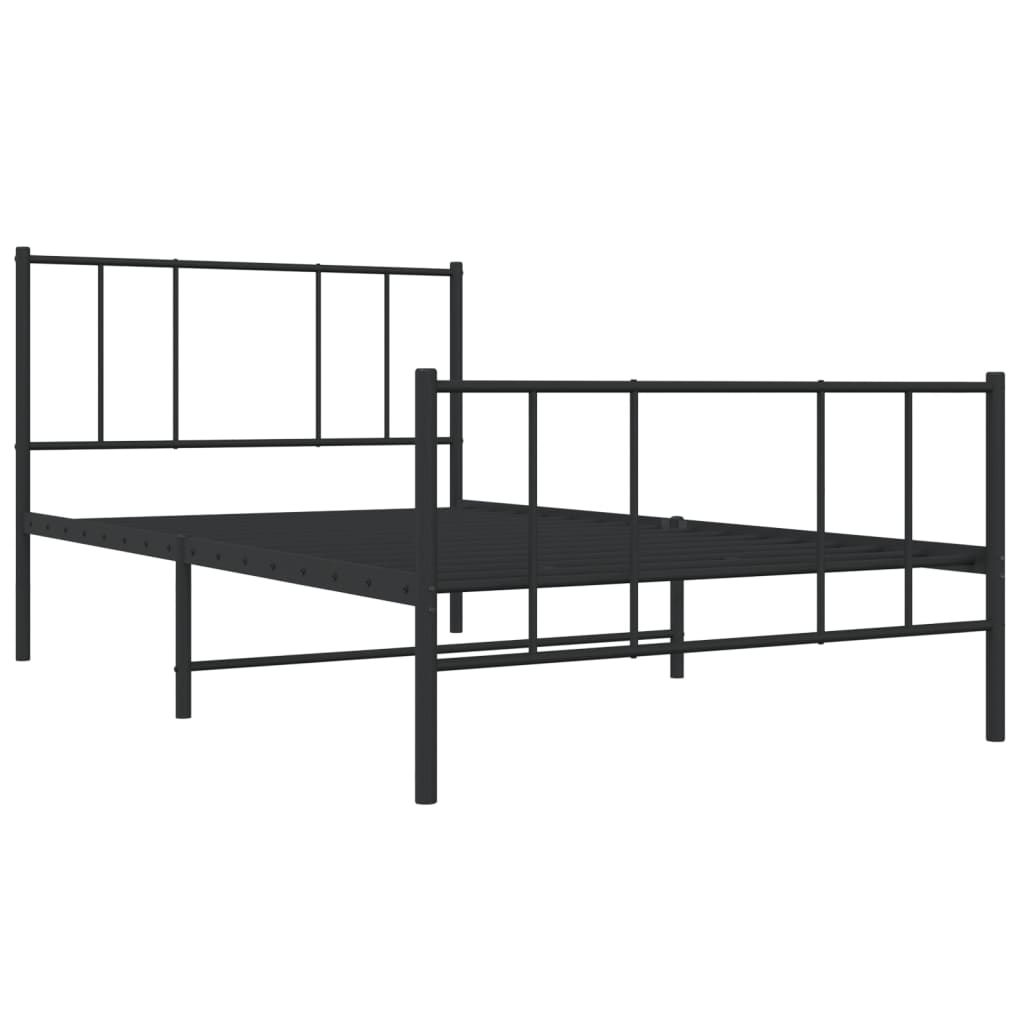 Sengeramme i metall med hode- og fotgavl svart 90x200 cm