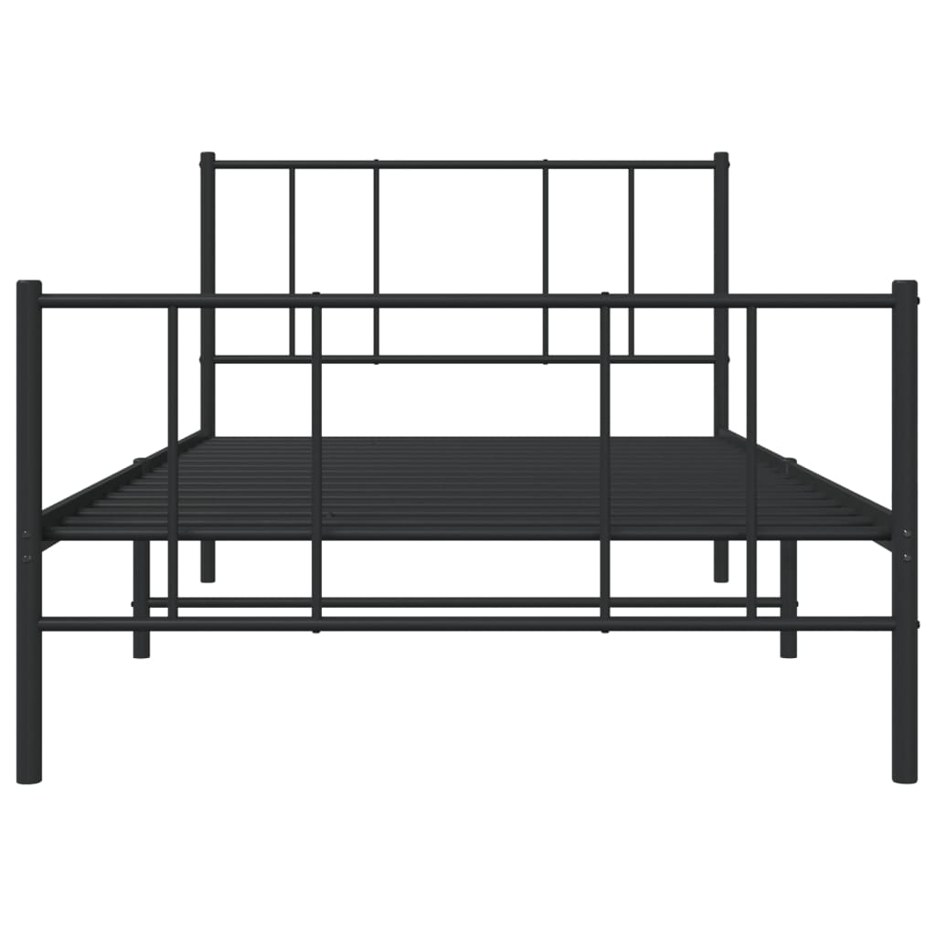 Sengeramme i metall med hode- og fotgavl svart 90x200 cm