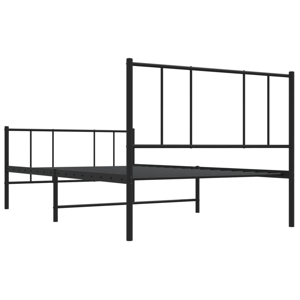 Sengeramme i metall med hode- og fotgavl svart 90x200 cm