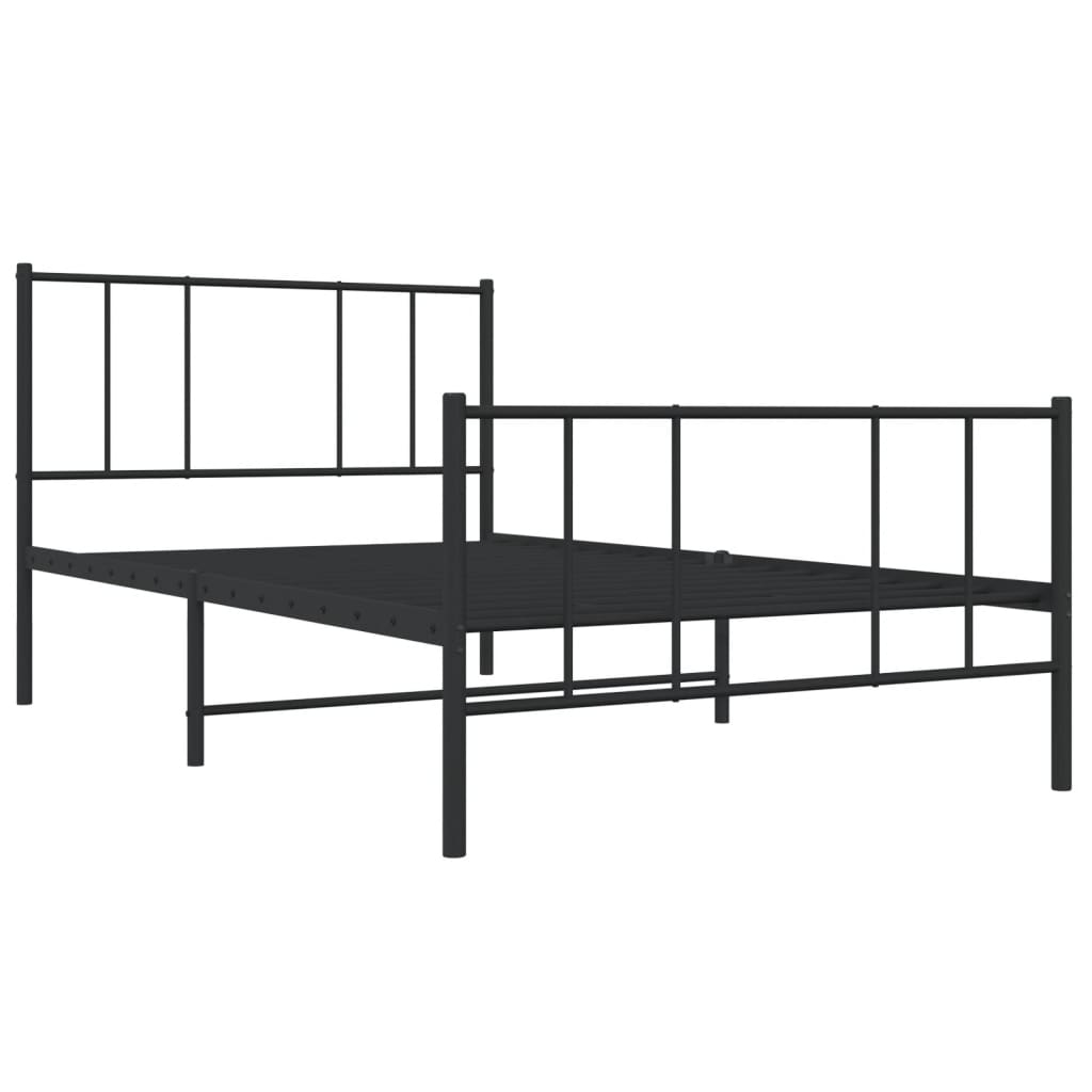 Sengeramme i metall med hode- og fotgavl svart 100x190 cm