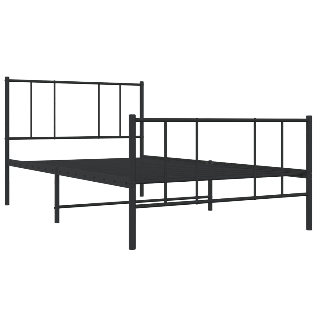 Sengeramme i metall med hode- og fotgavl svart 107x203 cm
