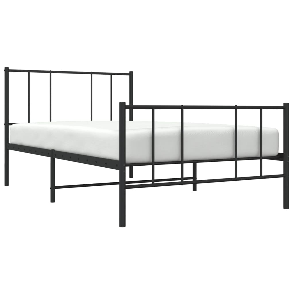 Sengeramme i metall med hode- og fotgavl svart 107x203 cm