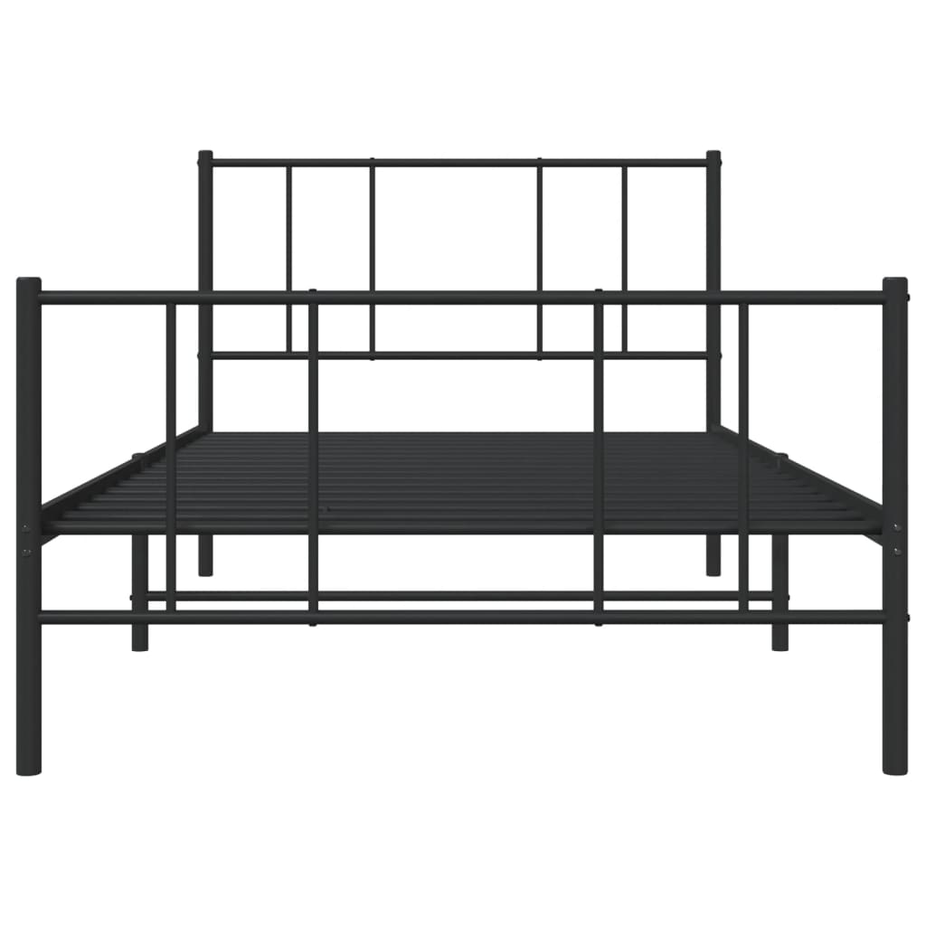 Sengeramme i metall med hode- og fotgavl svart 107x203 cm