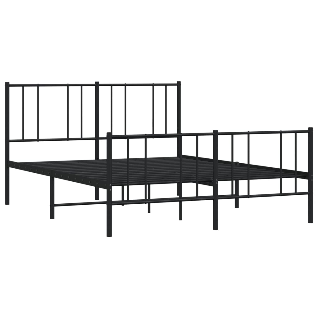 Sengeramme i metall med hode- og fotgavl svart 120x190 cm