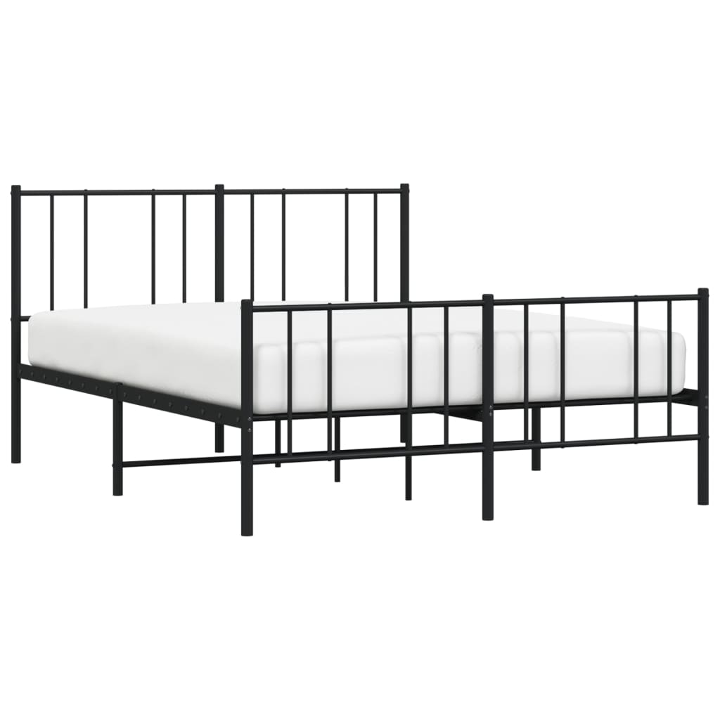 Sengeramme i metall med hode- og fotgavl svart 120x190 cm