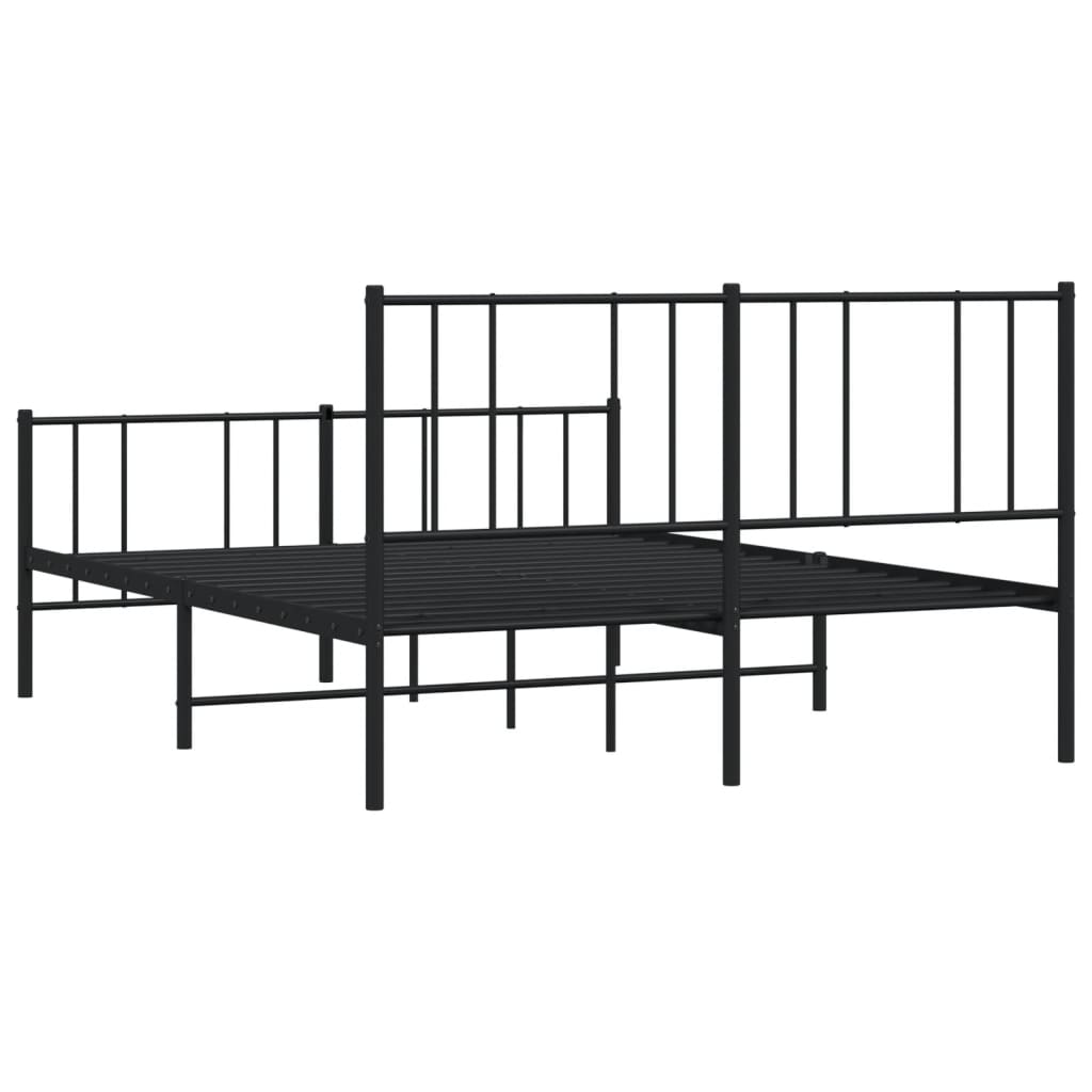 Sengeramme i metall med hode- og fotgavl svart 120x190 cm