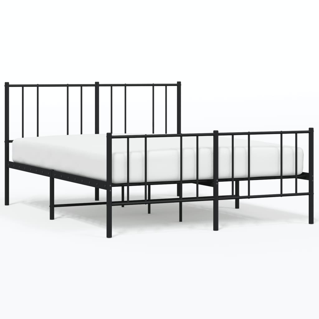 Sengeramme i metall med hode- og fotgavl svart 120x200 cm