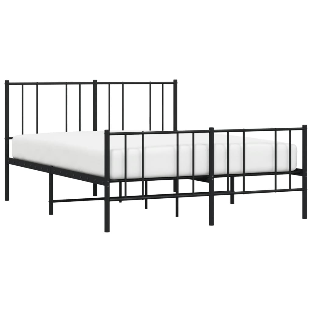 Sengeramme i metall med hode- og fotgavl svart 120x200 cm