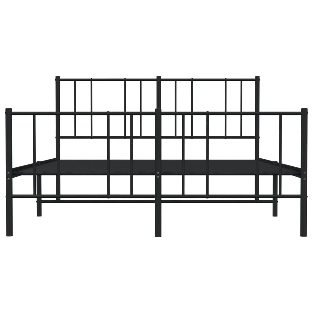 Sengeramme i metall med hode- og fotgavl svart 120x200 cm