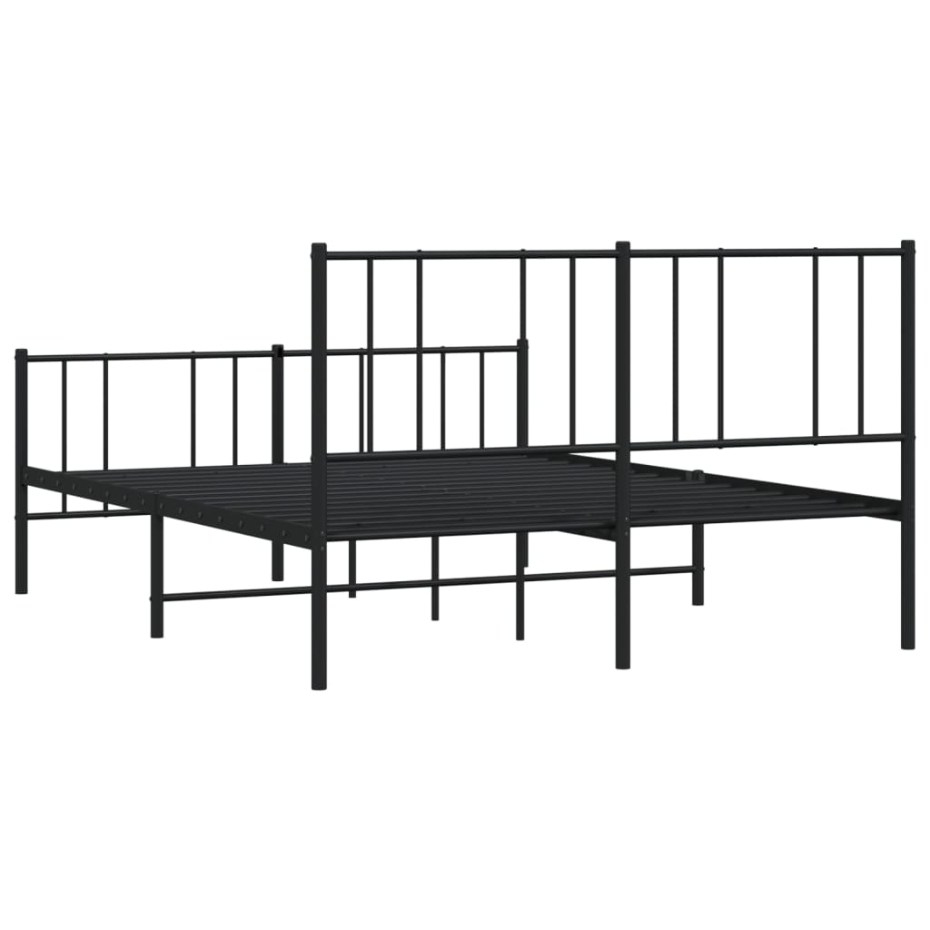 Sengeramme i metall med hode- og fotgavl svart 120x200 cm