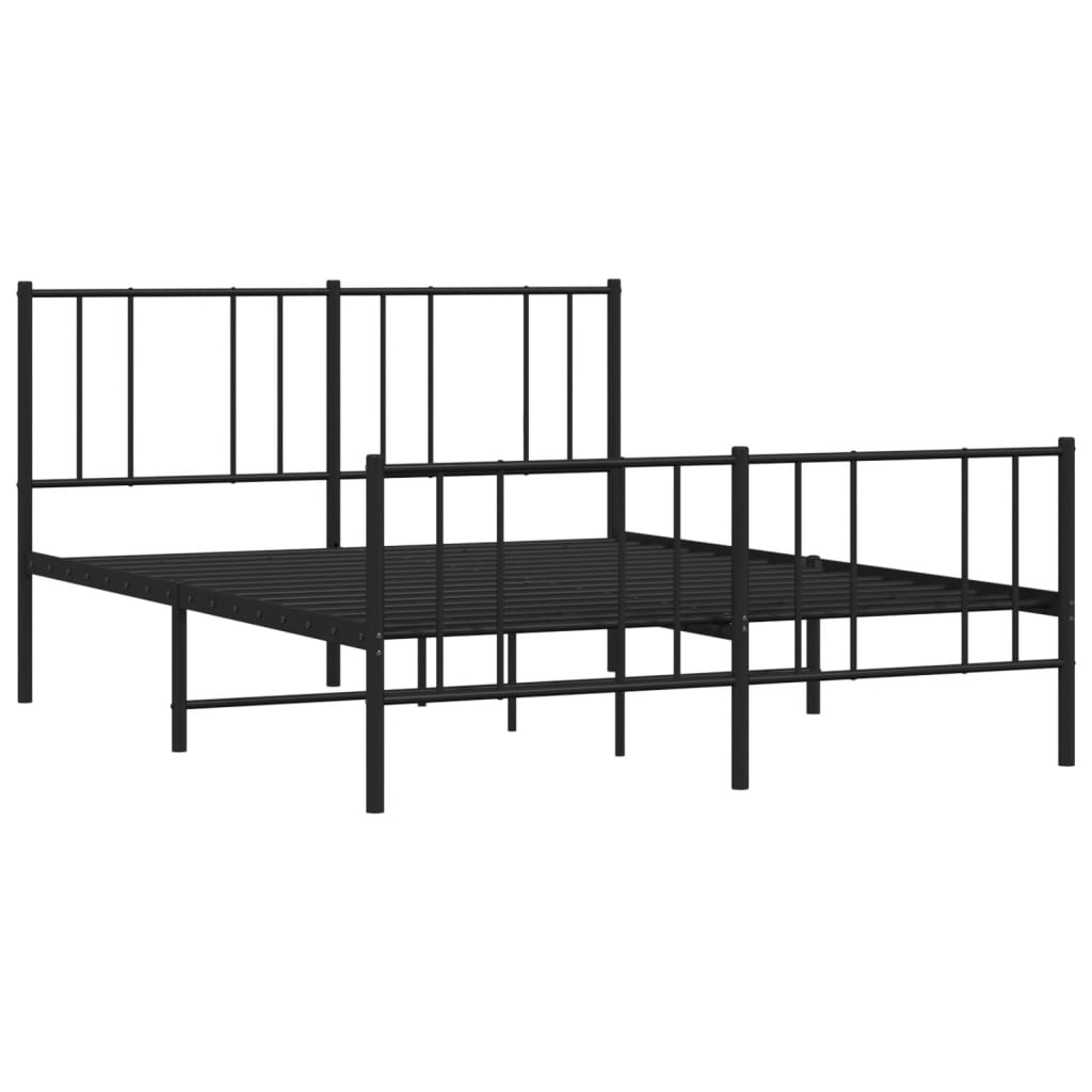 Sengeramme i metall med hode- og fotgavl svart 135x190 cm