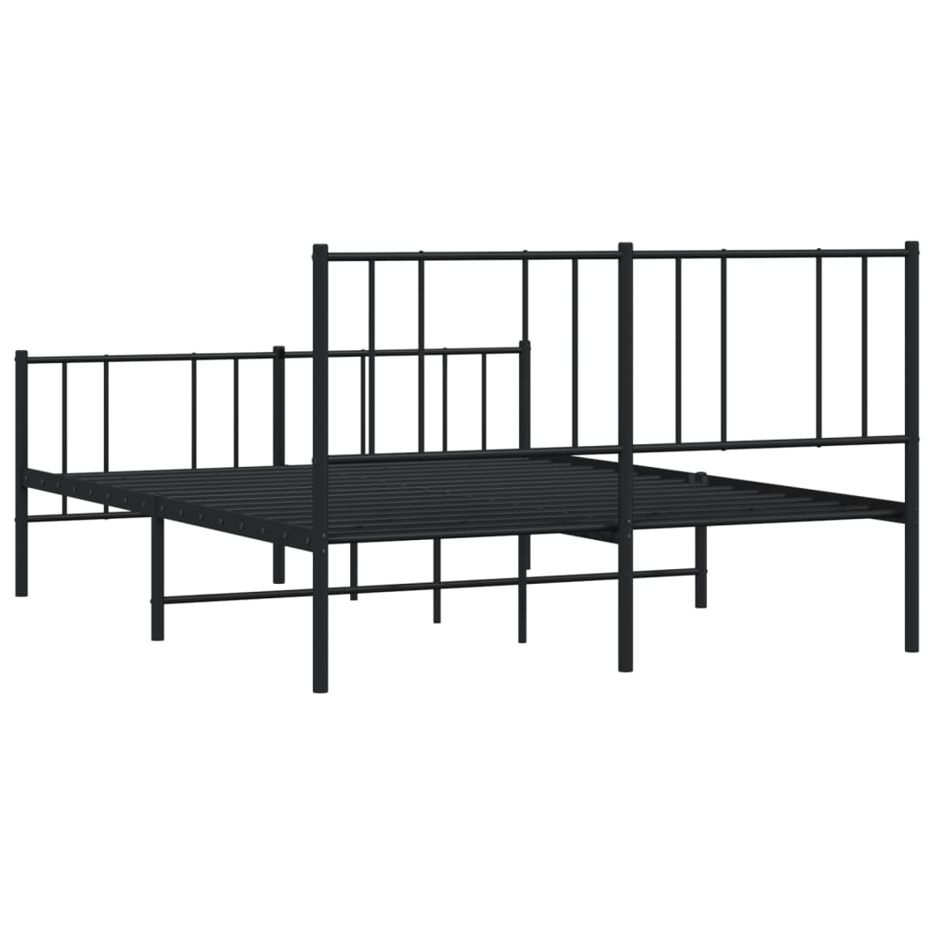 Sengeramme i metall med hode- og fotgavl svart 135x190 cm