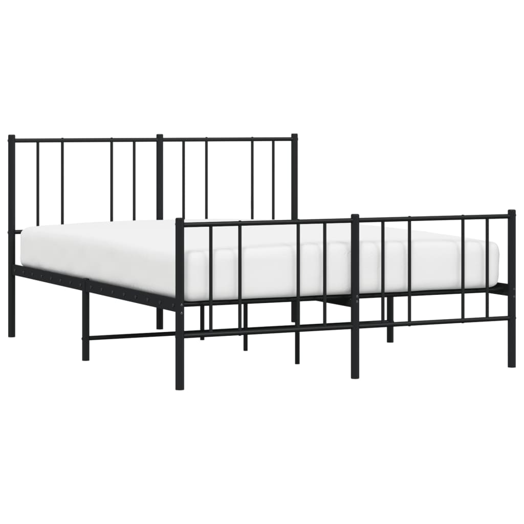 Sengeramme i metall med hode- og fotgavl svart 140x200 cm