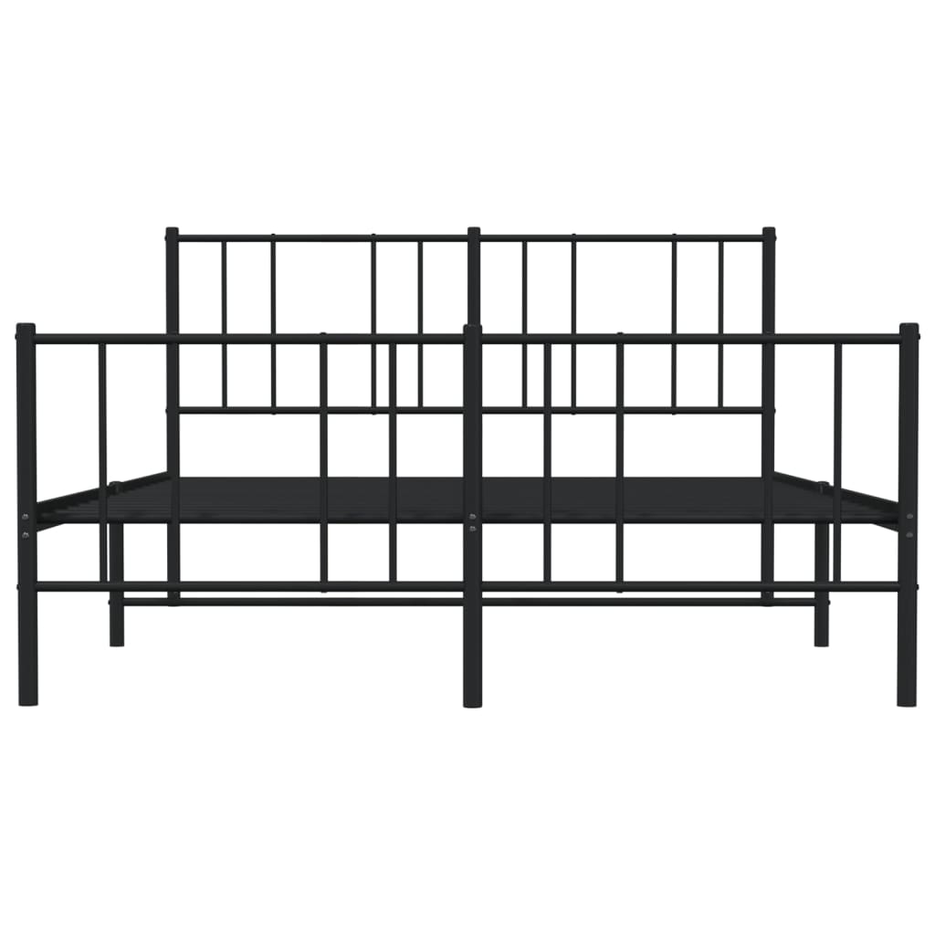 Sengeramme i metall med hode- og fotgavl svart 140x200 cm