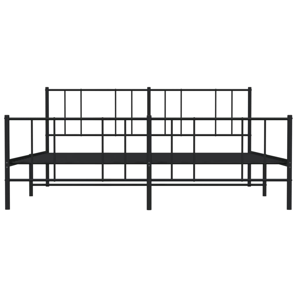 Sengeramme i metall med hode- og fotgavl svart 180x200 cm