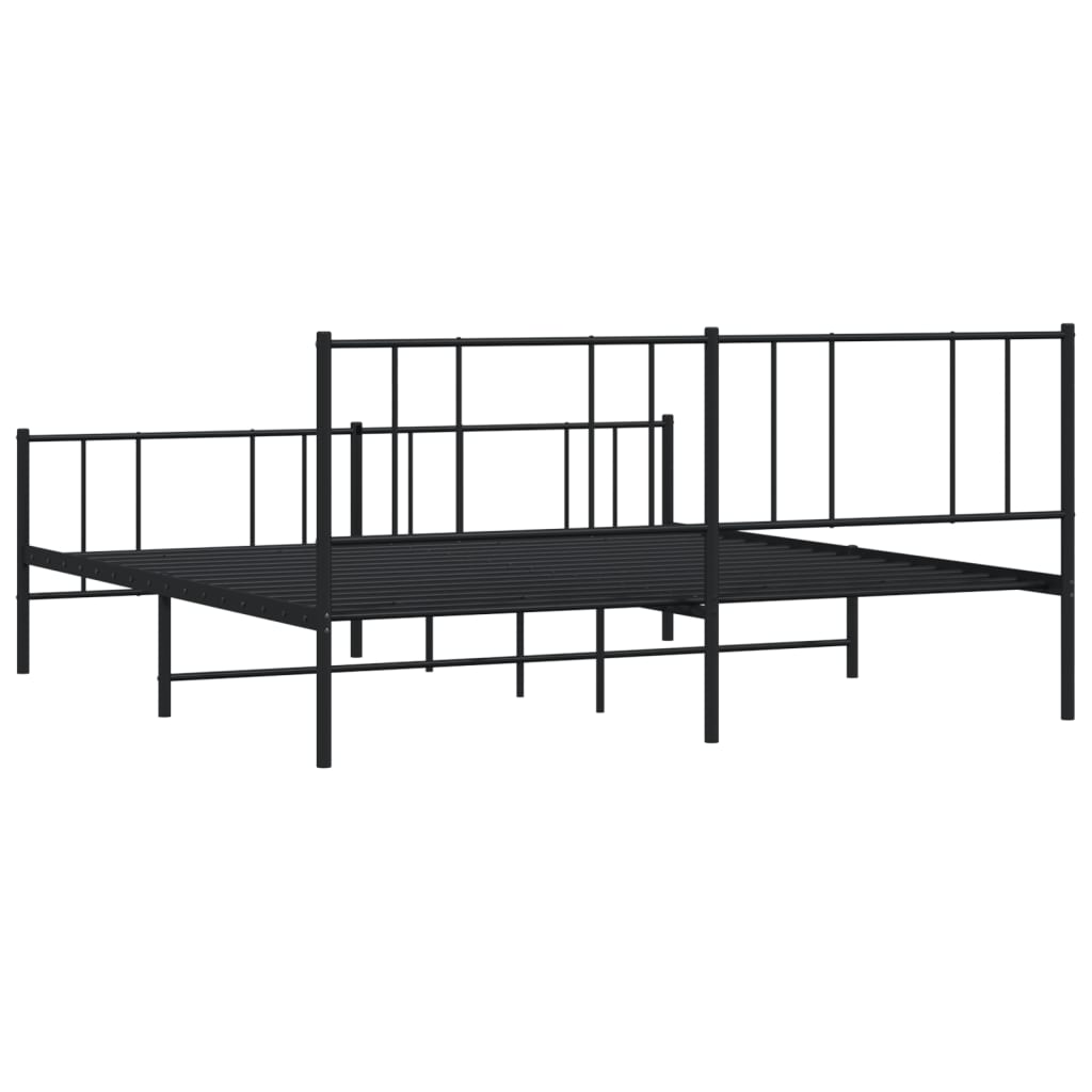 Sengeramme i metall med hode- og fotgavl svart 180x200 cm