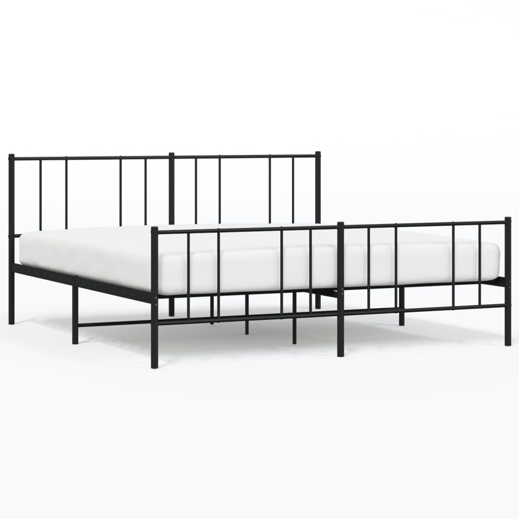 Sengeramme i metall med hode- og fotgavl svart 183x213 cm