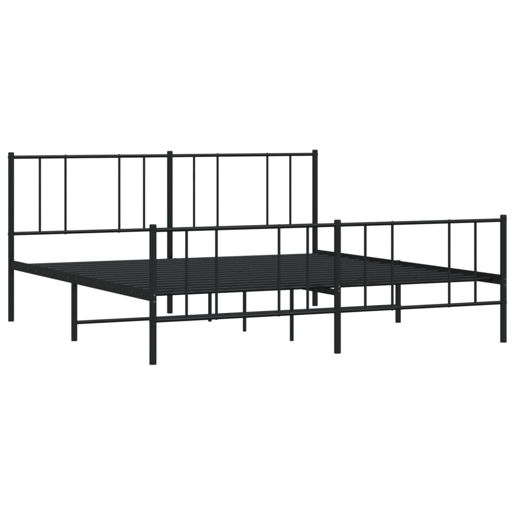 Sengeramme i metall med hode- og fotgavl svart 183x213 cm