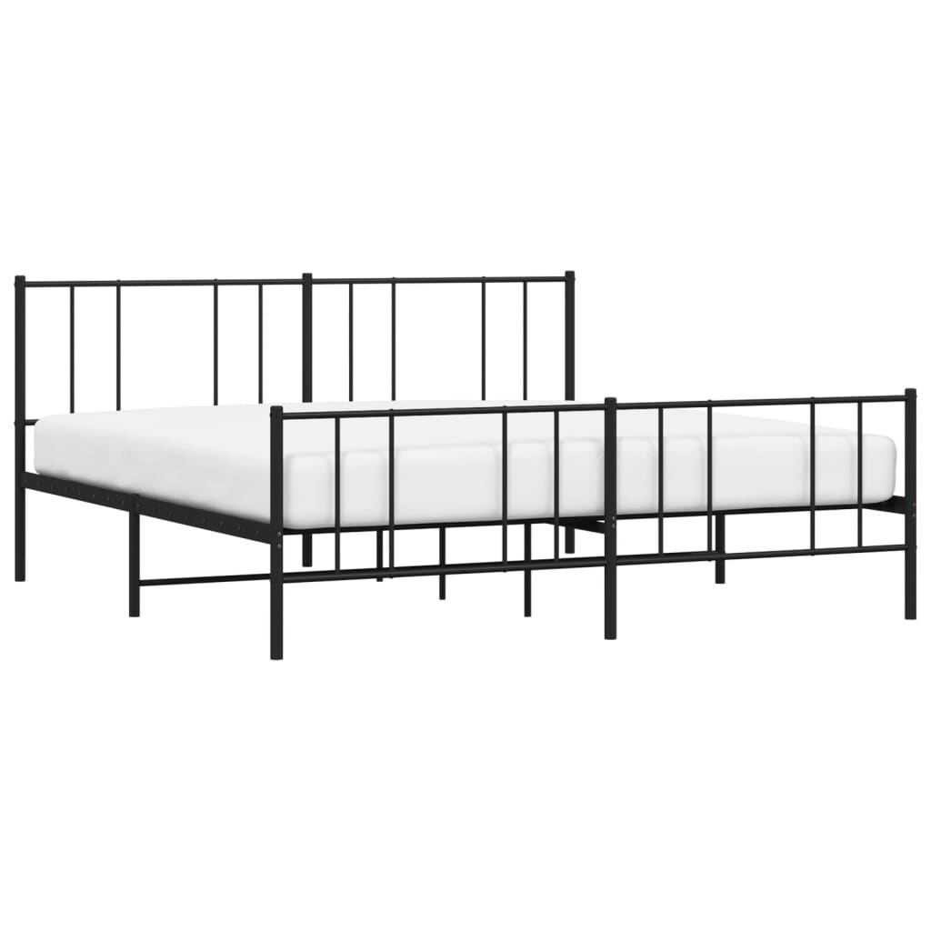 Sengeramme i metall med hode- og fotgavl svart 183x213 cm