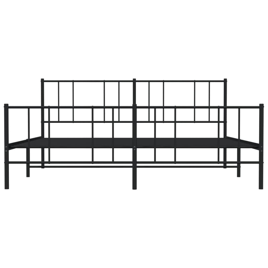 Sengeramme i metall med hode- og fotgavl svart 183x213 cm