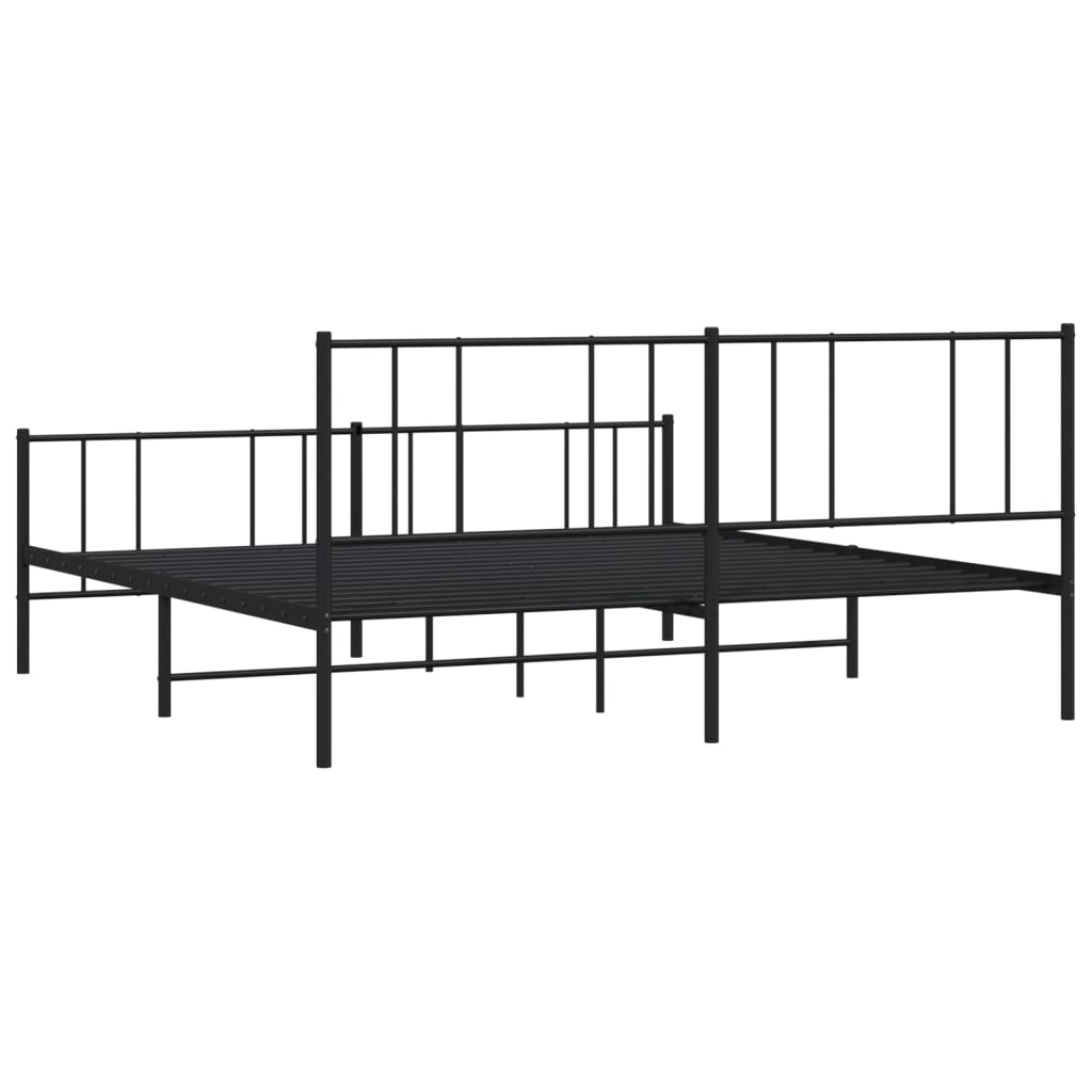 Sengeramme i metall med hode- og fotgavl svart 183x213 cm