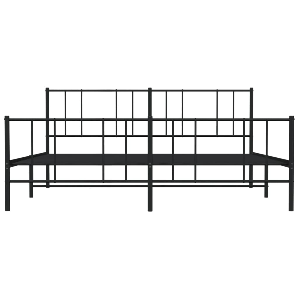 Sengeramme i metall med hode- og fotgavl svart 193x203 cm
