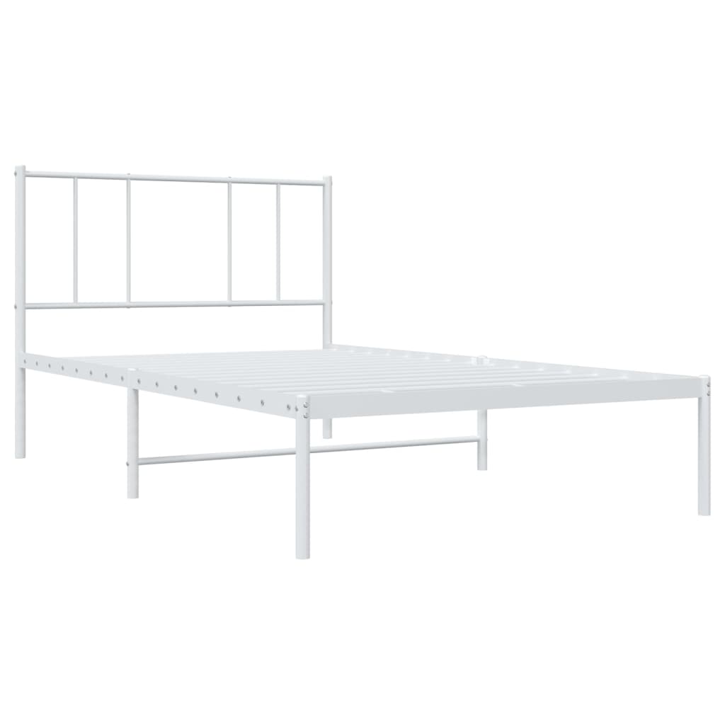 Sengeramme i metall med hodegavl hvit 75x190 cm