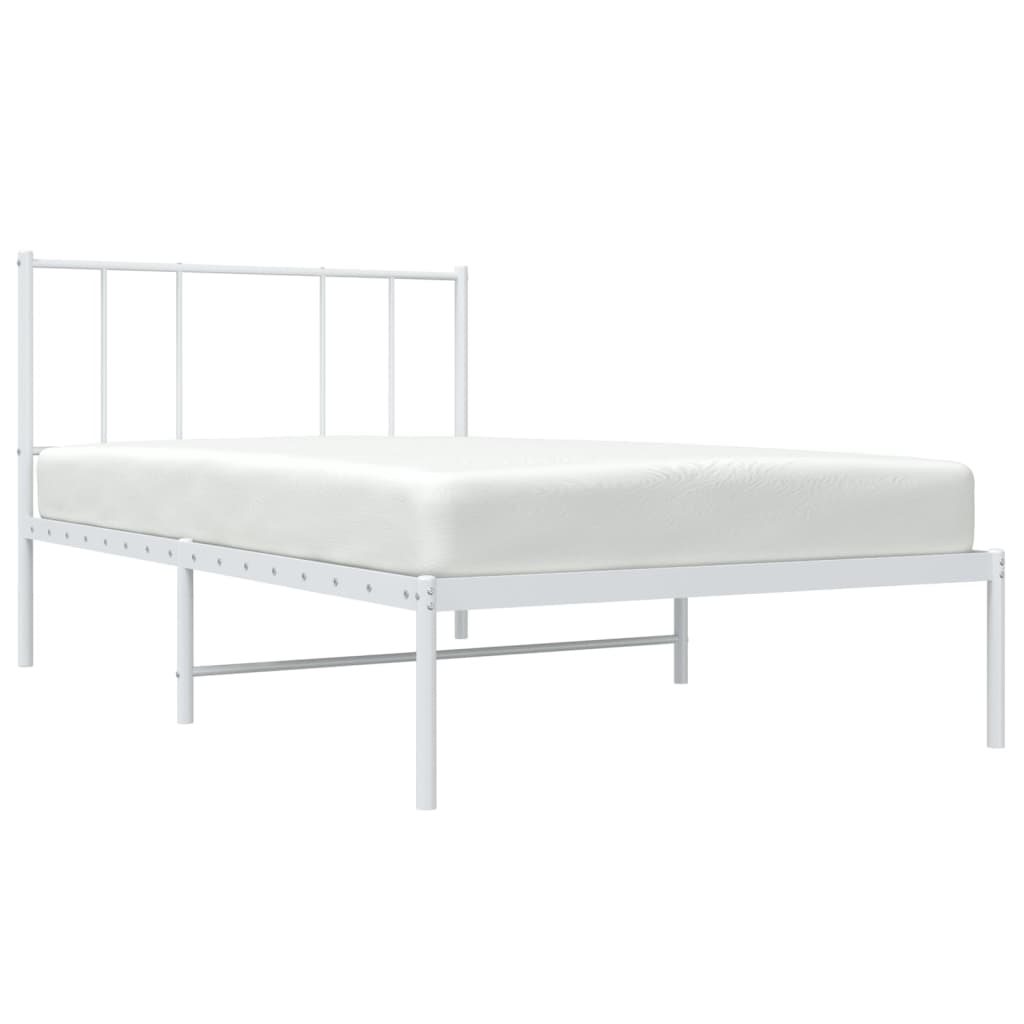 Sengeramme i metall med hodegavl hvit 75x190 cm