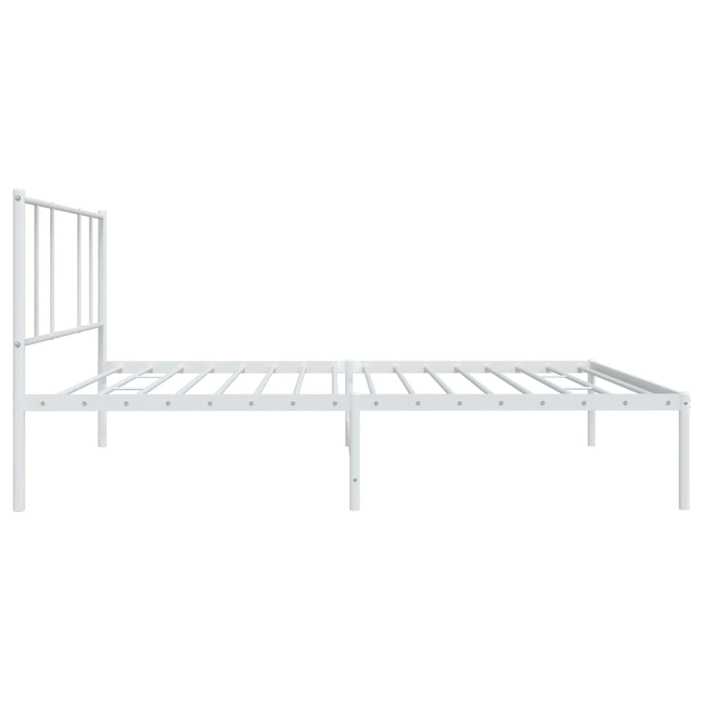 Sengeramme i metall med hodegavl hvit 75x190 cm