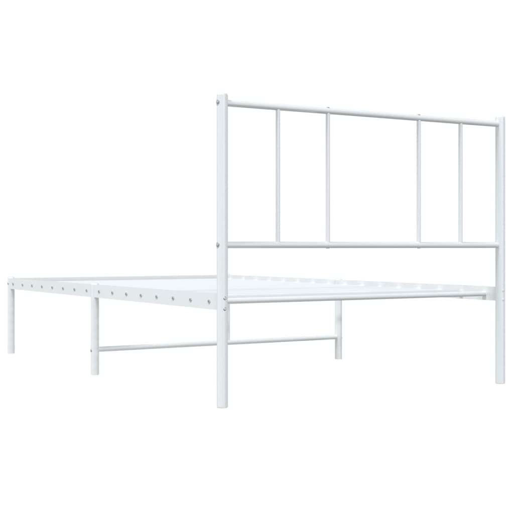 Sengeramme i metall med hodegavl hvit 75x190 cm