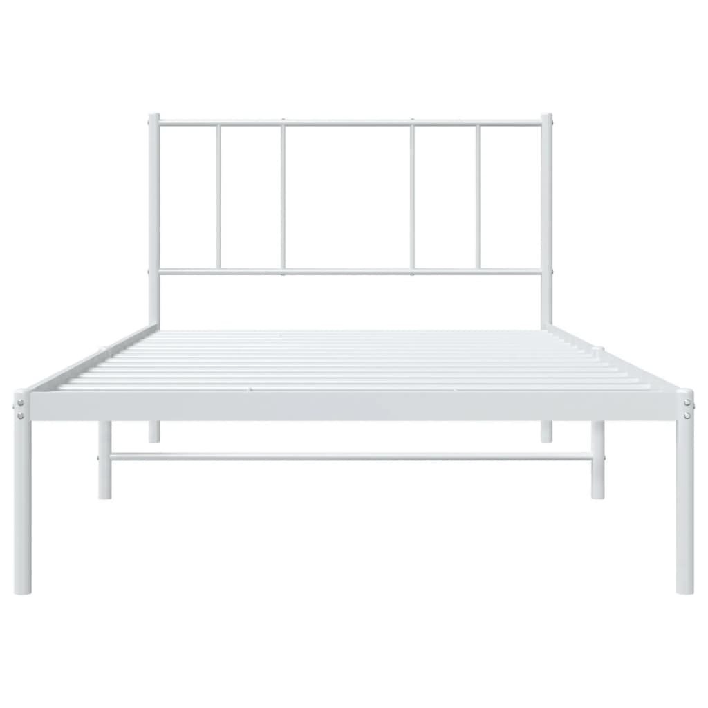 Sengeramme i metall med hodegavl hvit 90x190 cm