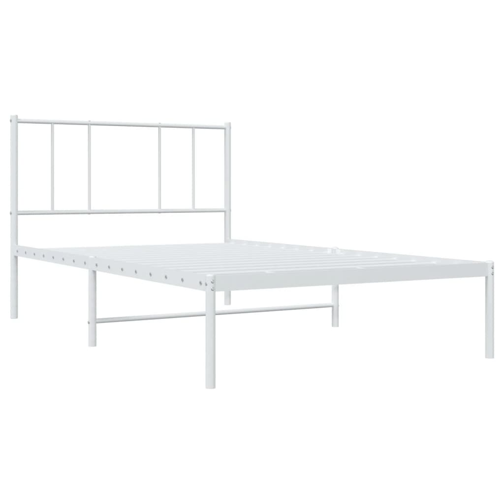Sengeramme i metall med hodegavl hvit 100x190 cm