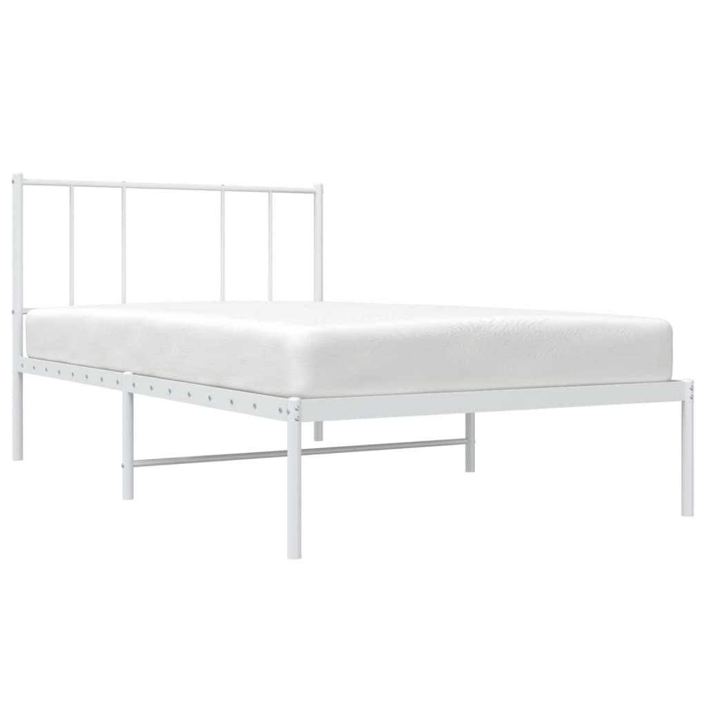 Sengeramme i metall med hodegavl hvit 100x190 cm
