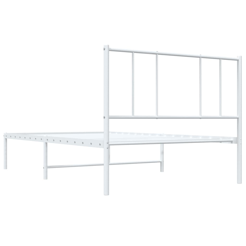 Sengeramme i metall med hodegavl hvit 100x190 cm