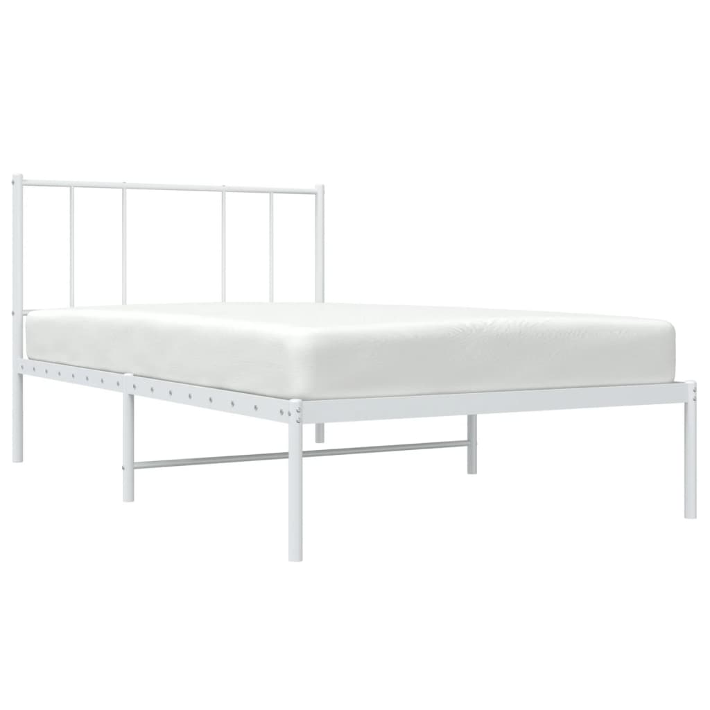 Sengeramme i metall med hodegavl hvit 100x200 cm