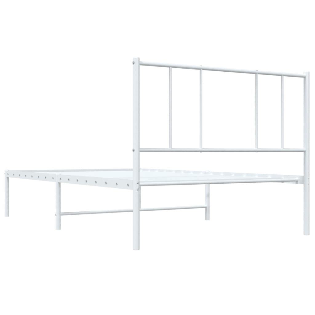 Sengeramme i metall med hodegavl hvit 100x200 cm