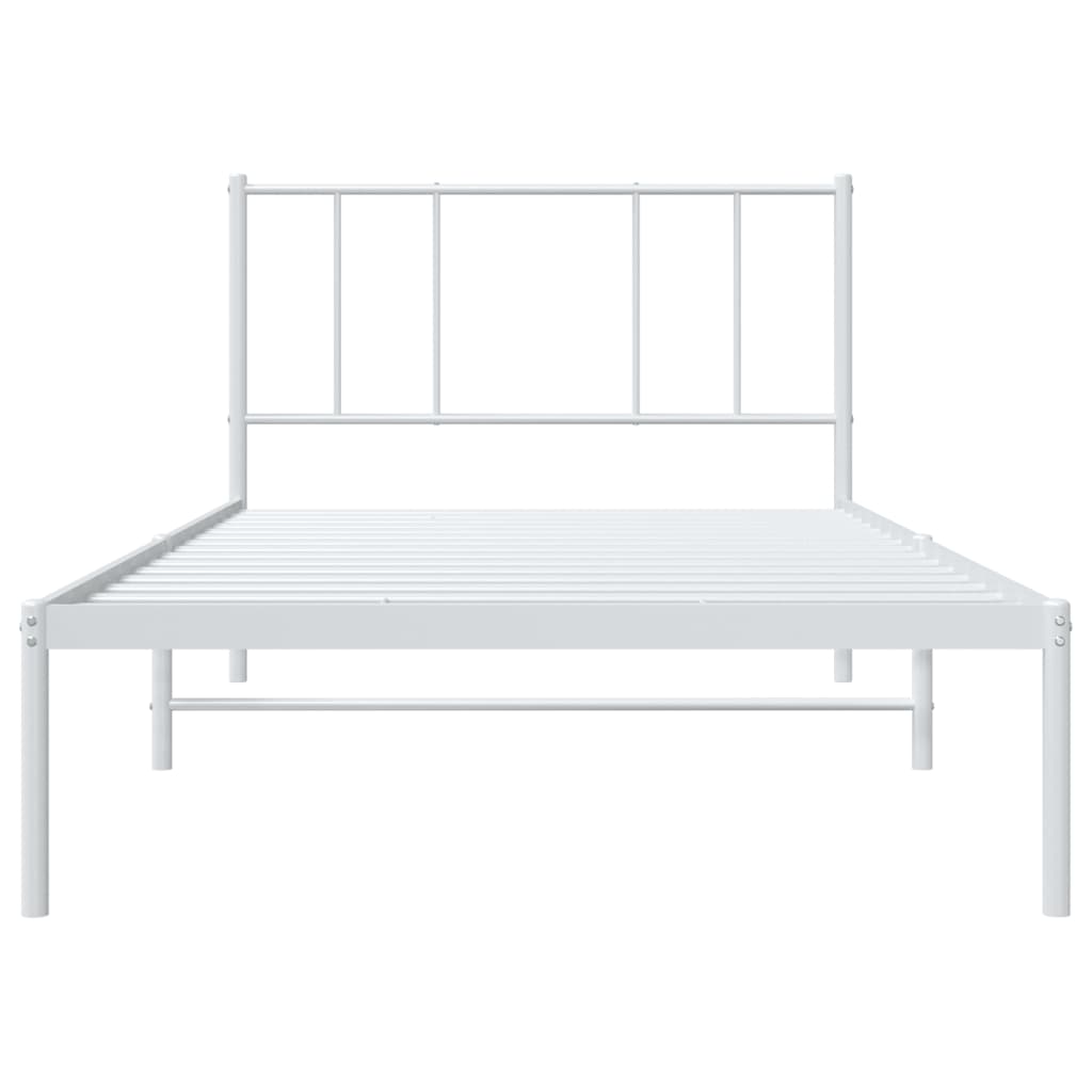 Sengeramme i metall med hodegavl hvit 107x203 cm